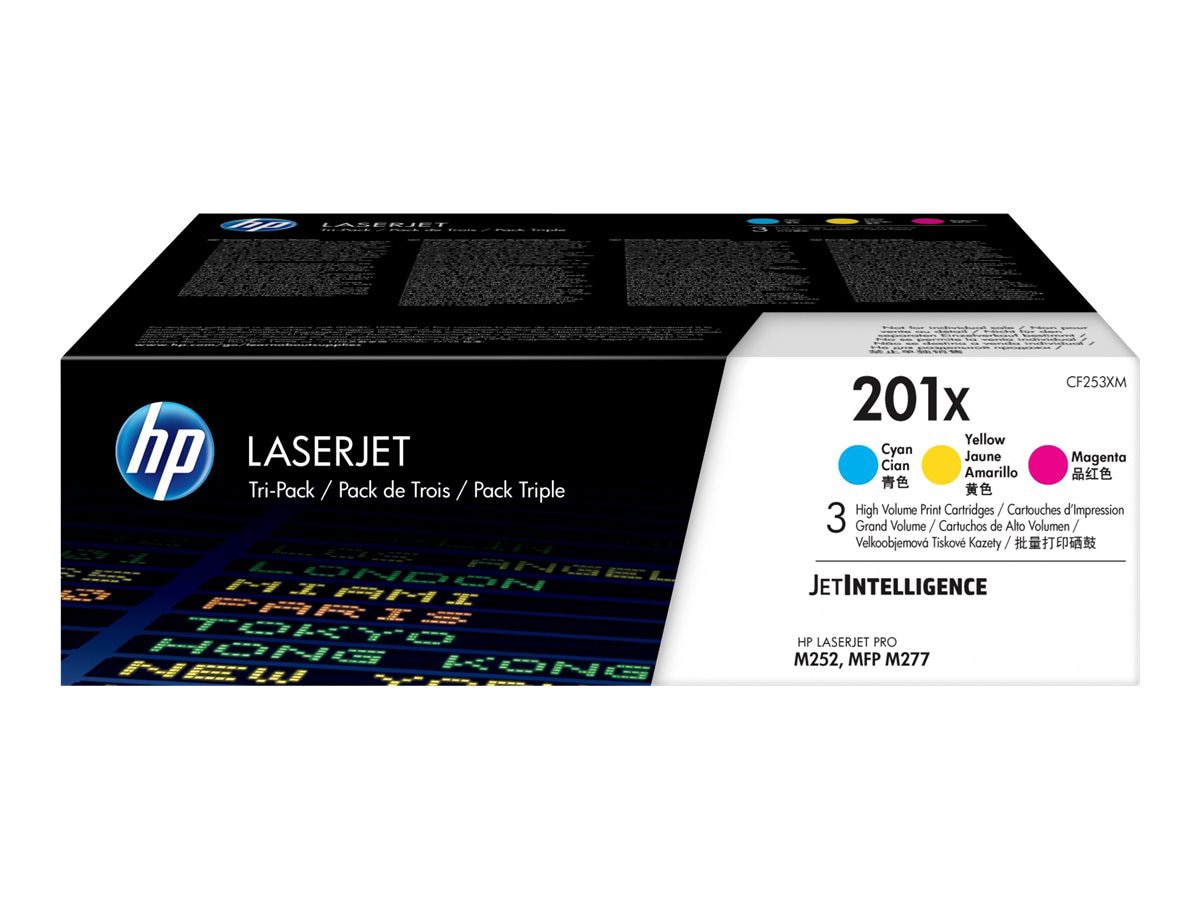 HP 201X (CF253XM) Original High Yield Laser Toner Cartridge - Cyan, Magenta