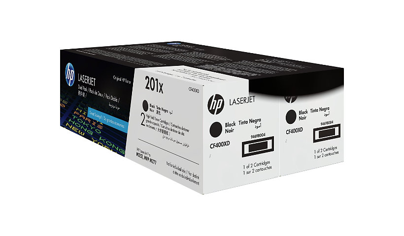 HP 201X (CF400XD) Original High Yield Laser Toner Cartridge - Black - 2 / Carton