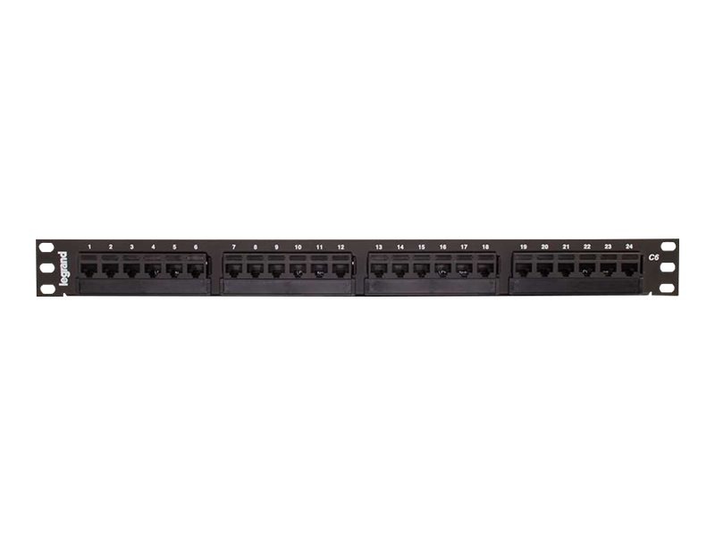 Legrand 24-Port Cat6 110-Type Patch Panel - High Density 1RU 19in. Panel -
