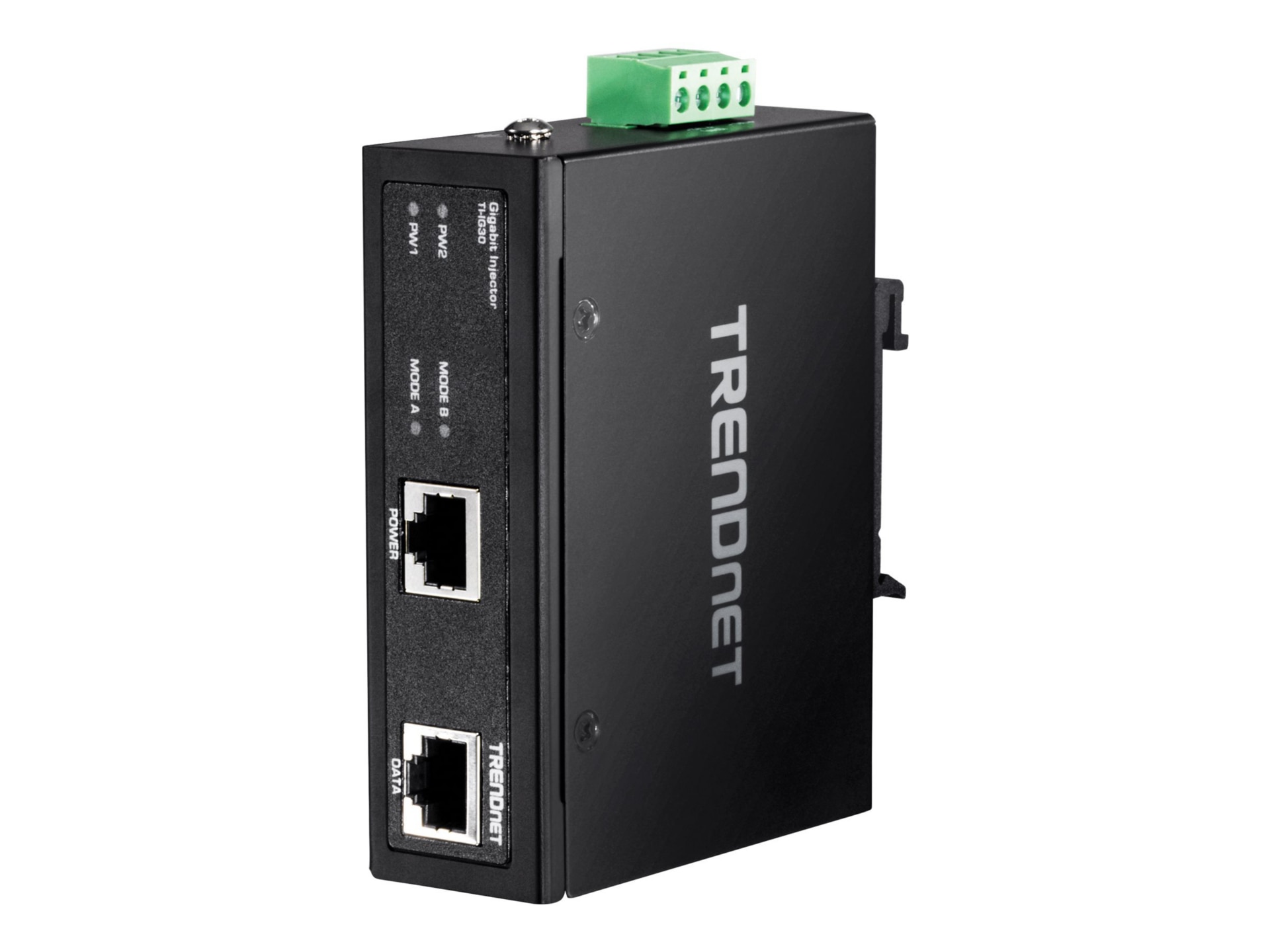 TRENDnet Hardened Industrial Gigabit PoE+ Injector, DIN-Rail, Wall Mount, I