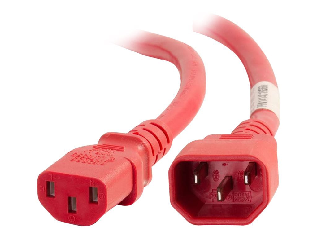 C2G 5ft Power Cord - 18AWG - IEC320C14 to IEC320C13 - Red