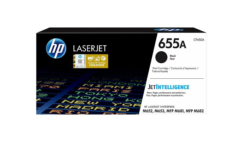 HP 655A (CF450A) Original Laser Toner Cartridge - Black - 1 Each