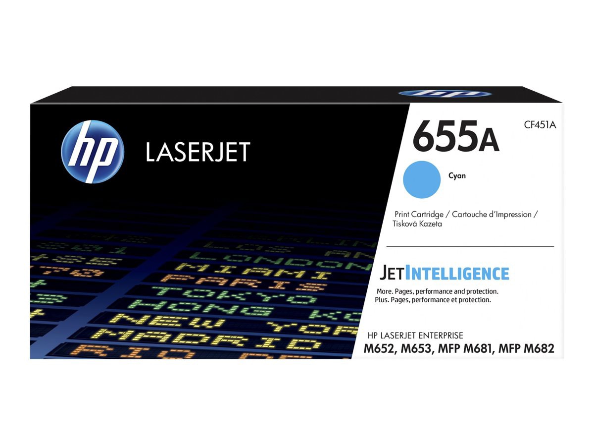 HP 655A (CF451A) Original Laser Toner Cartridge - Cyan - 1 Each