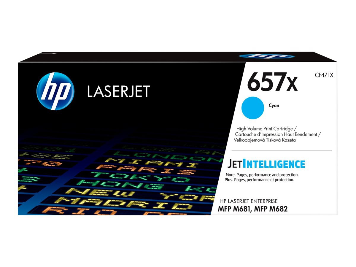 HP 657X (CF471X) Original High Yield Laser Toner Cartridge - Cyan - 1 Each