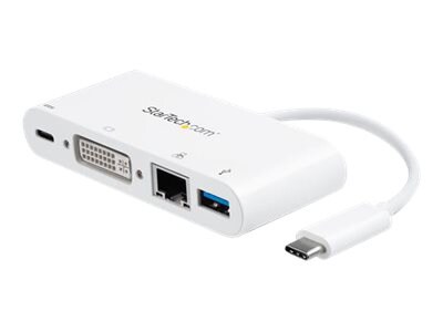 StarTech.com USB C Multiport Adapter to DVI-D (Digital) Video - 60W PD Passthrough/GbE/USB-A - Portable USB