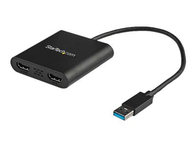 StarTech.com USB 3.0 to Dual HDMI Adapter, 1x 4K & 1x 1080p, External Graphics Card, USB Type-A Dual Monitor Display