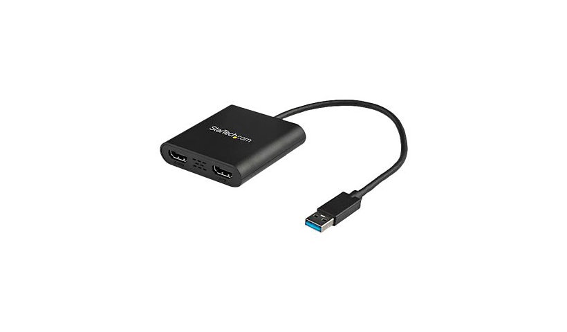 StarTech.com USB 3.0 to Dual HDMI Adapter, 1x 4K & 1x 1080p, External Graphics Card, USB Type-A Dual Monitor Display