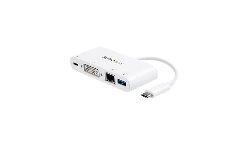StarTech.com USB C Multiport Adapter to DVI-D (Digital)/60W PD Passthrough/GbE/USB-A - Portable Dock