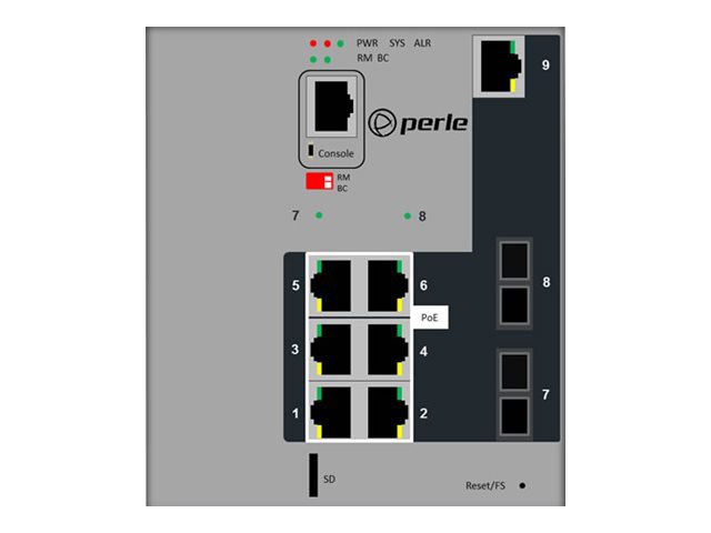 Perle IDS-509G2PP6-C2SD10-XT - switch - 9 ports - managed