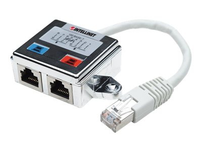 Intellinet 2-Port Modular Distributor, Cat5e, FTP, allows two RJ45 ports to