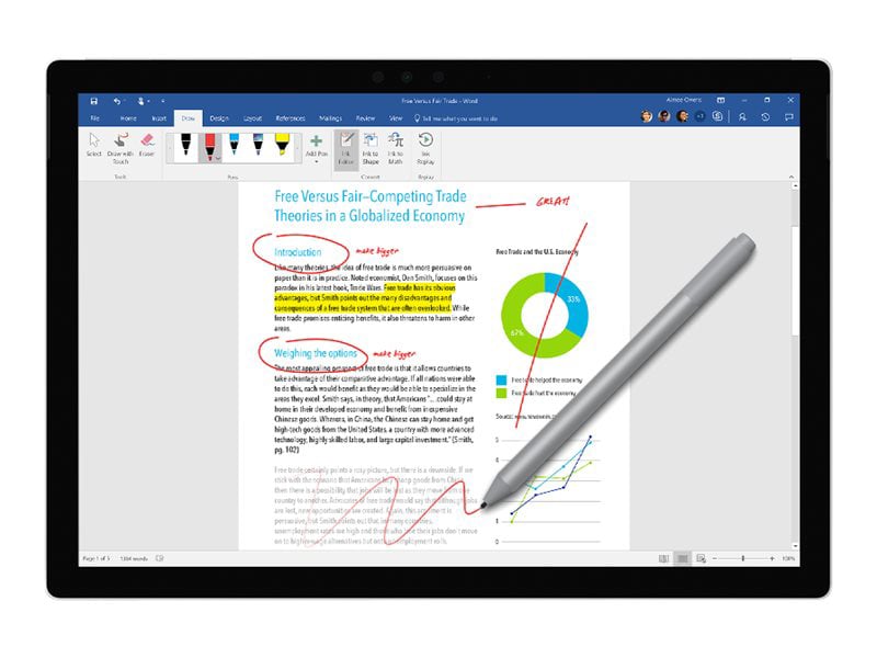 Thumbnail 6 of 6 for Microsoft Surface Pen M1776 - active stylus - Bluetooth 4.0 - platinum