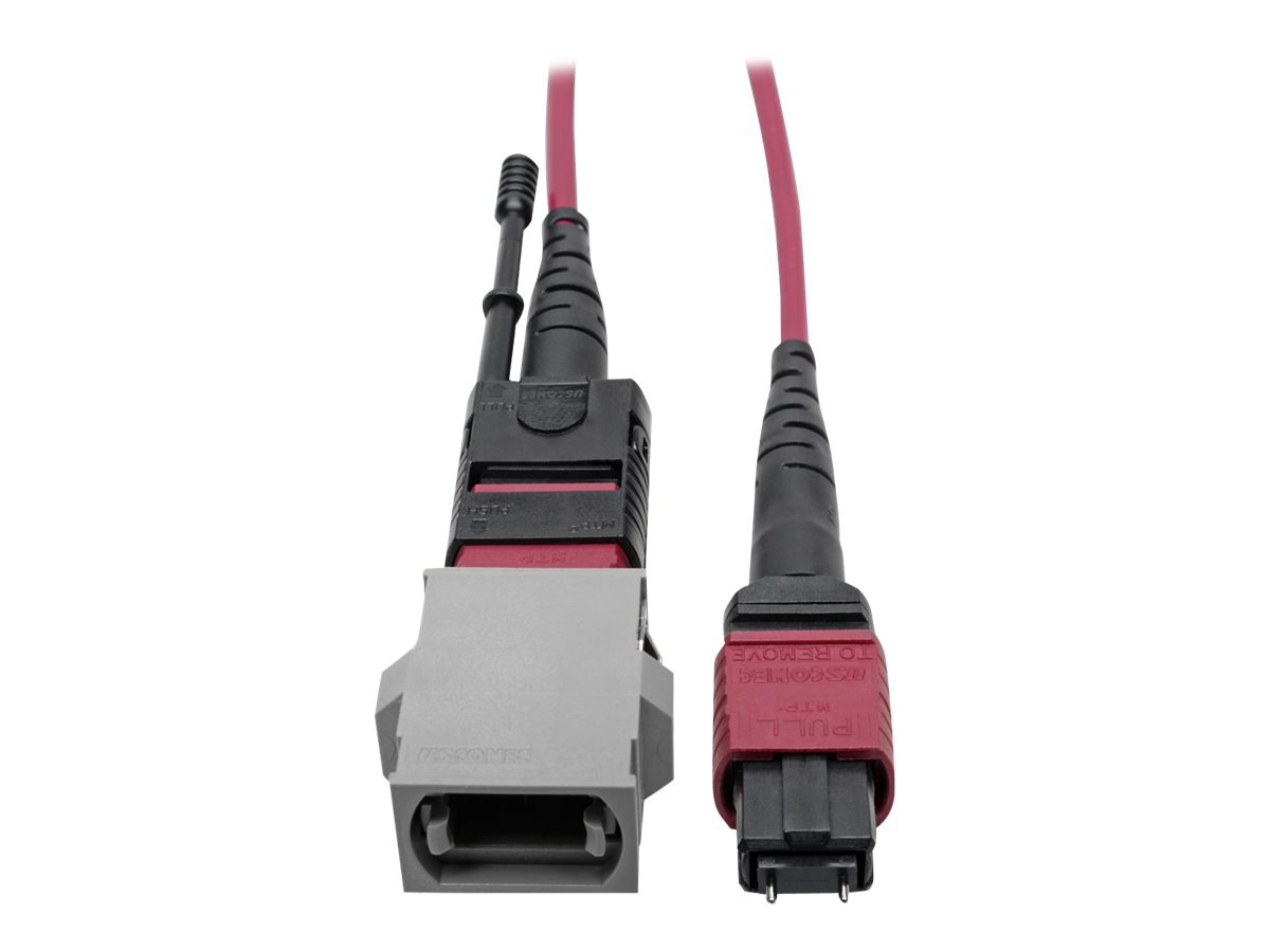 Tripp Lite MTP/MPO Parallel Optics Base-8 Migration Fiber Adapter, Polarity A to B, 12 Fiber, 40 GbE, OM4 M/F, Magenta,