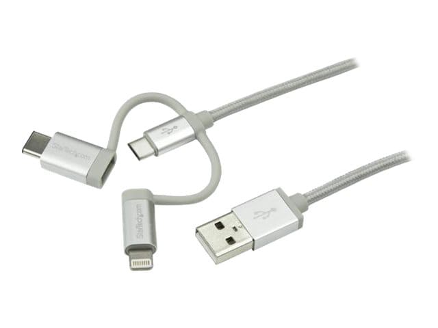 StarTech LTCUB1MGR 1m USB Multi-Charging Cable - Lightning USB-C Micro-USB