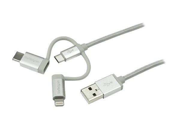 Drástico colgante suma StarTech.com 3.3' 1m USB Multi Charging Cable - Lightning USB-C Micro-USB -  LTCUB1MGR - -