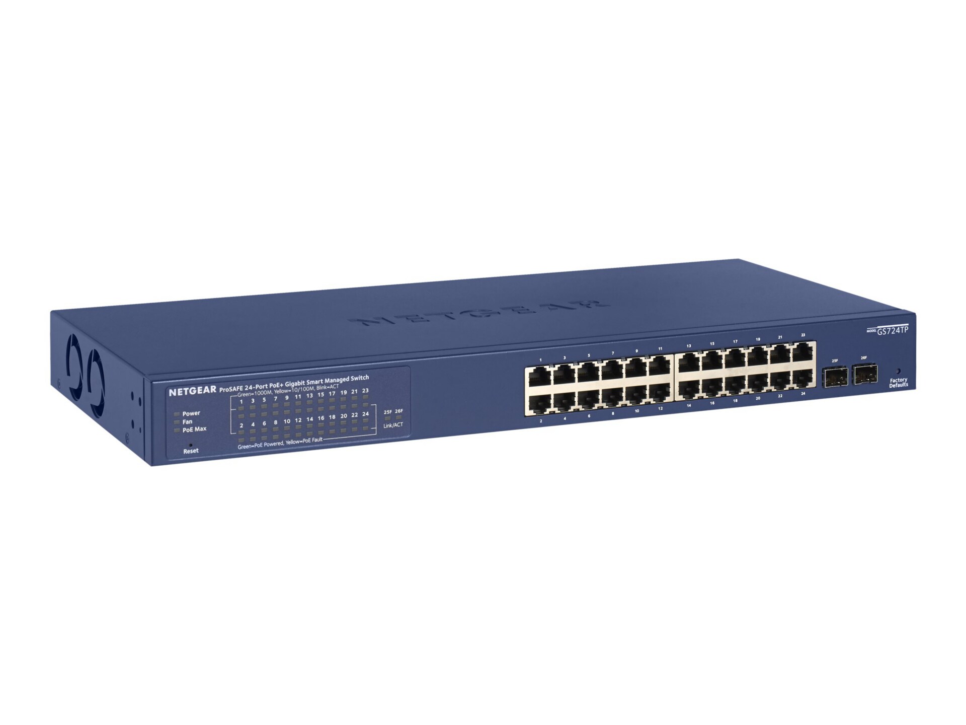 Netgear 24-Port Gigabit PoE+ Smart Managed Pro Switch with 2 SFP Ports (GS724TPv2)