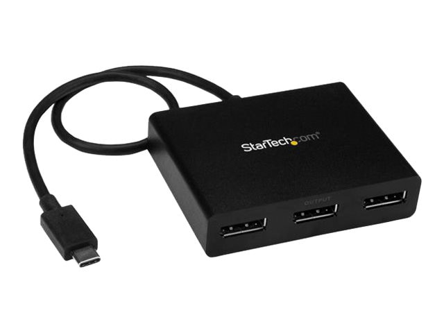 StarTech.com 3-Port USB-C Multi-Monitor Adapter, Type-C to 3x 1080p DisplayPort 1.2 MST Hub / Display Splitter, Windows