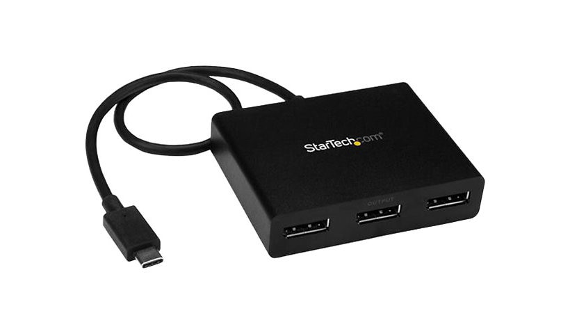 StarTech.com 3-Port USB-C Multi-Monitor Adapter, Type-C to 3x 1080p DisplayPort 1.2 MST Hub / Display Splitter, Windows