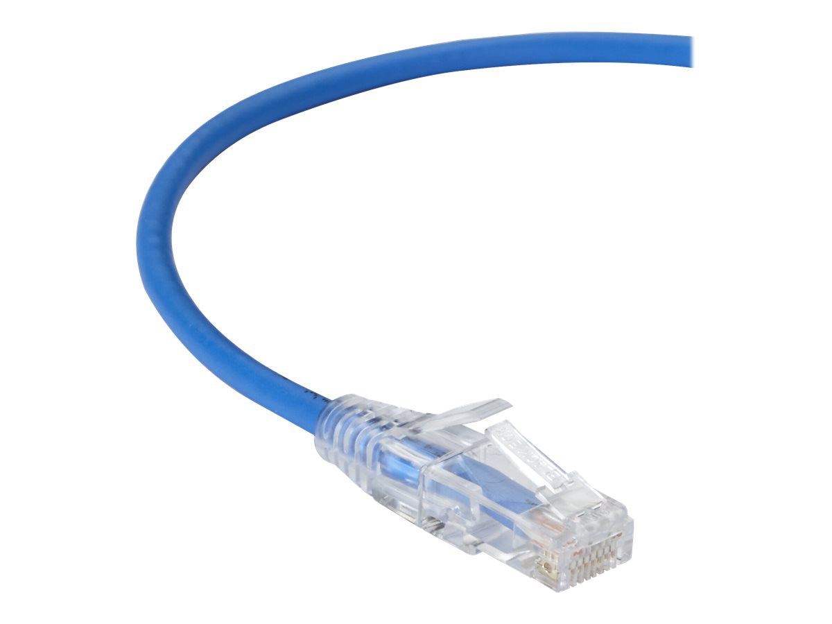 Black Box 3ft Slim-Net CAT6A Blue 28AWG 250Mhz UTP Snagless Patch Cable, 3'