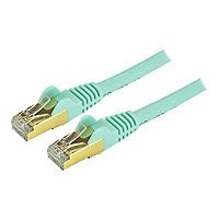 StarTech.com 15ft CAT6a Ethernet Cable - 10 Gigabit Category 6a Shielded Snagless 100W PoE Patch Cord - 10GbE Aqua UL