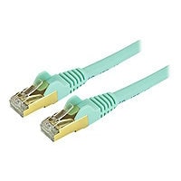 StarTech.com 25ft CAT6a Ethernet Cable - 10 Gigabit Category 6a Shielded Snagless 100W PoE Patch Cord - 10GbE Aqua UL