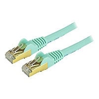 StarTech.com 30ft CAT6a Ethernet Cable - 10 Gigabit Category 6a Shielded Snagless 100W PoE Patch Cord - 10GbE Aqua UL