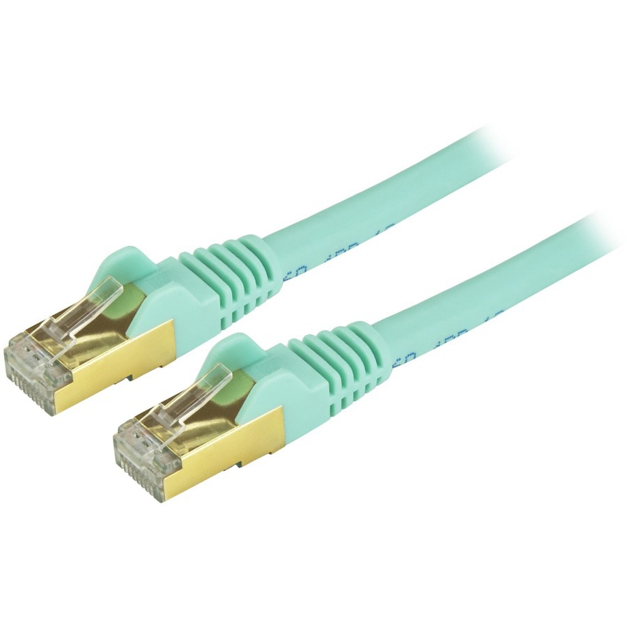 StarTech.com 35ft CAT6a Ethernet Cable - 10 Gigabit Category 6a Shielded Snagless 100W PoE Patch Cord - 10GbE Aqua UL