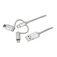 StarTech.com 3,3' 1m USB Multi Charging Cable - Lightning USB-C Micro-USB