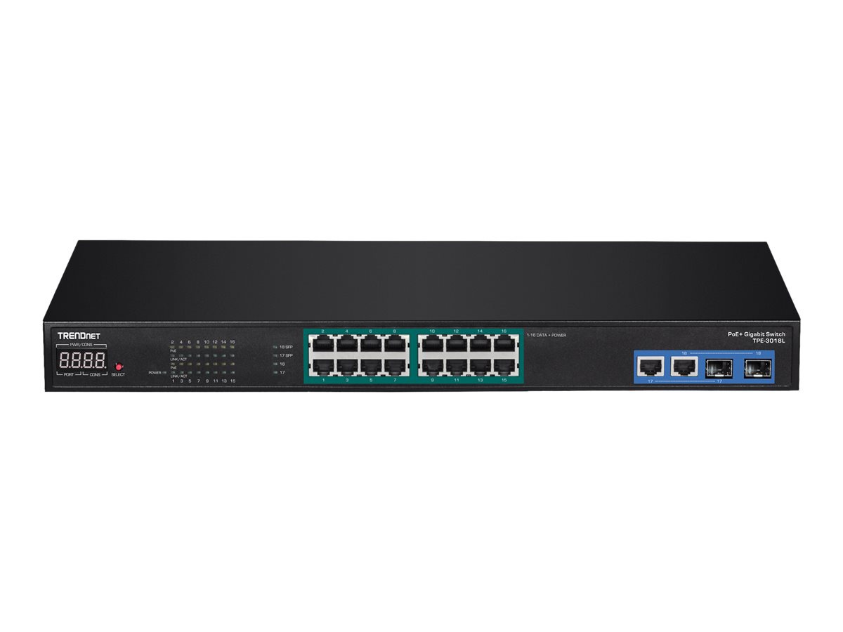 TRENDnet TPE 3018L - switch - 18 ports - rack-mountable