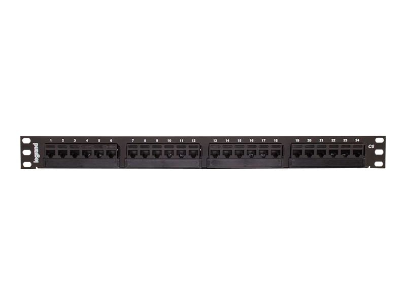 Legrand 24-Port Cat6 110-Type Patch Panel - High Density 1RU 19in. Panel -