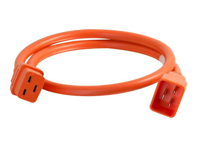 C2G 10ft 12AWG Power Cord (IEC320C20 to IEC320C19) - Orange - power cable - 10 ft