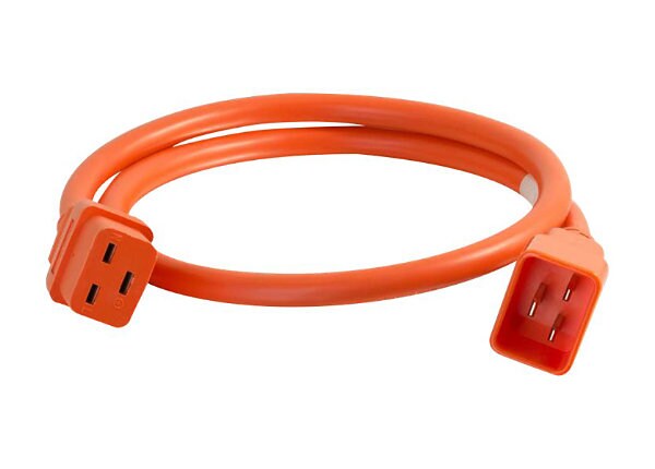 C2G 10ft 12AWG Power Cord (IEC320C20 to IEC320C19) - Orange - power cable - 10 ft