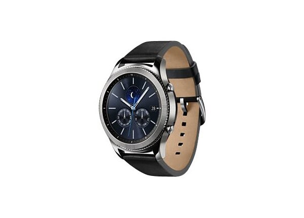 Samsung Gear S3 Classic - silver - smart watch with band - black - 4 GB - Verizon Wireless