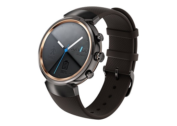 ASUS ZenWatch 3 WI503Q - gunmetal - smart watch with band - dark brown - 4 GB