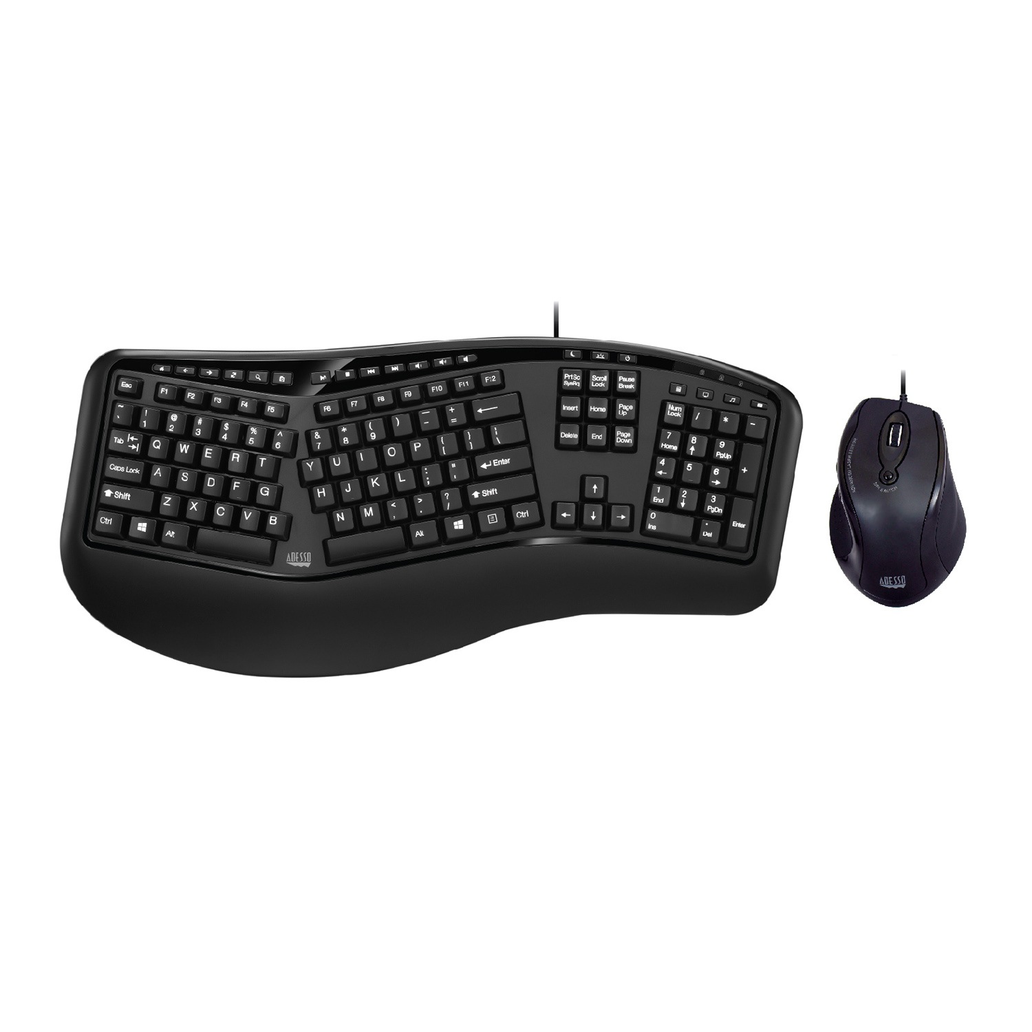 Adesso Tru-Form 150 - keyboard and mouse set - US - black