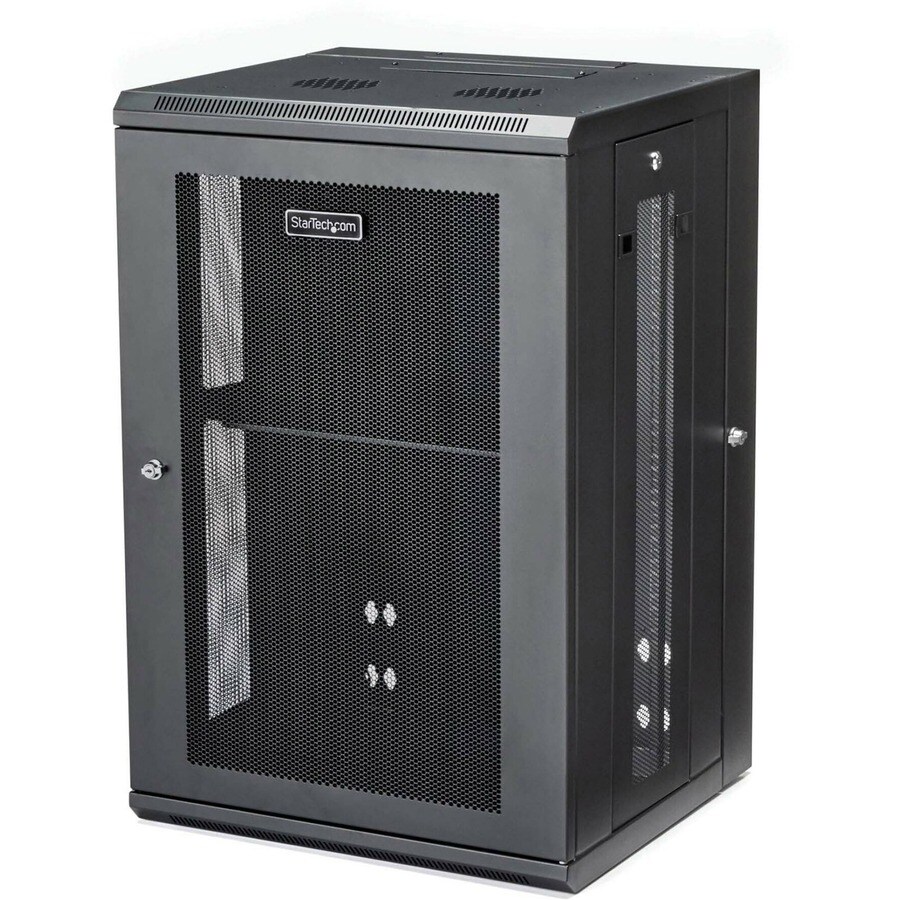 StarTech.com 18U 19" Wall Mount Network Cabinet - 16" Deep Hinged Locking Flexible IT Data Equipment Rack Vented Switch