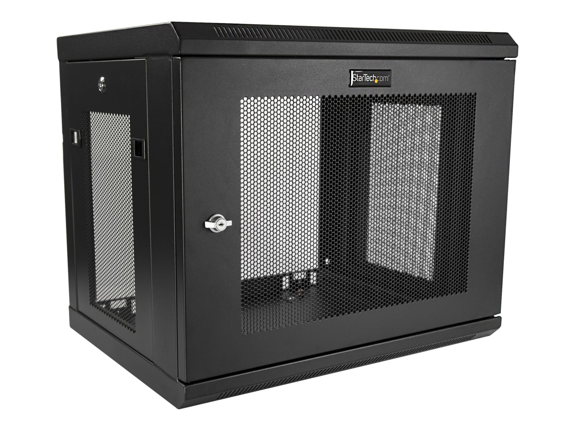 StarTech.com 2-Post 9U Wall Mount Network Cabinet, 19" Wall-Mounted Server Rack for Data / IT Equipment, Small Lockable