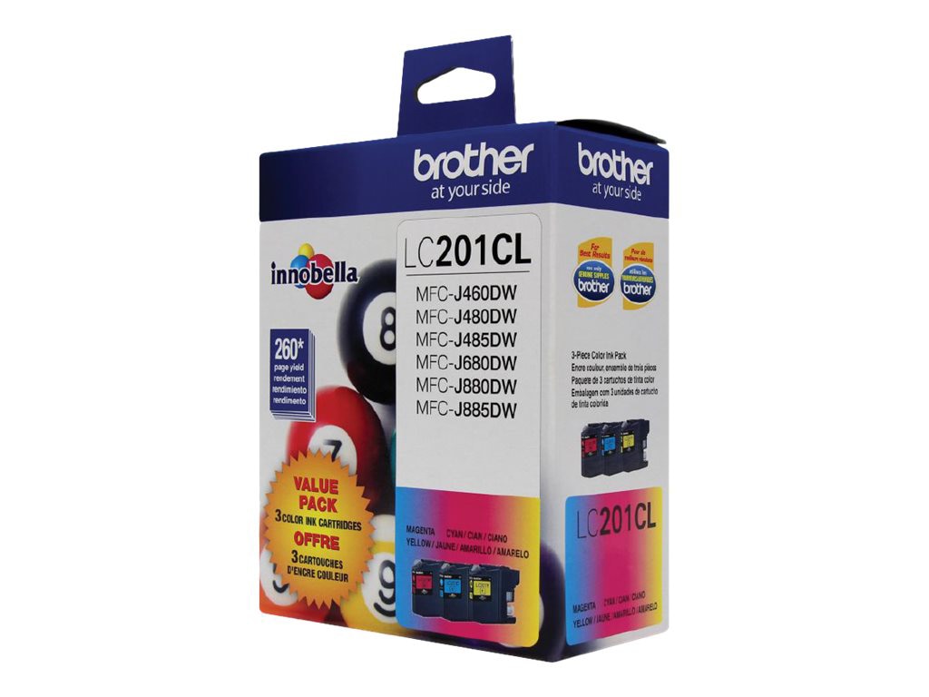 Brother LC201CL - 3-pack - yellow, cyan, magenta - original - ink cartridge