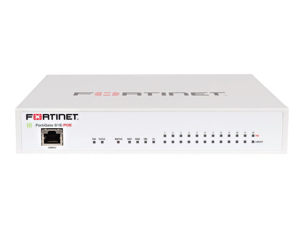 Fortinet FortiGate 80E-POE - Enterprise Bundle - security appliance - with 3 years FortiCare 24X7 Comprehensive Support