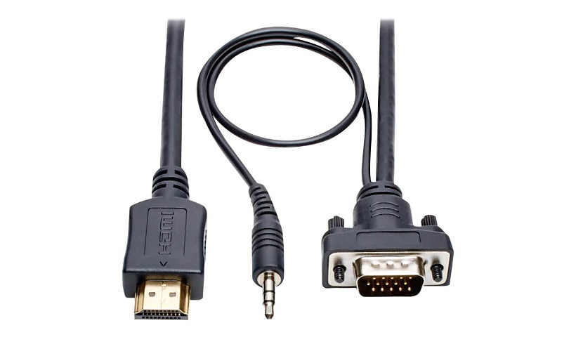 Eaton Tripp Lite Series HDMI to VGA + Audio Active Adapter Cable (HDMI to Low-Profile HD15 + 3.5 mm M/M), 6 ft. (1.8 m)