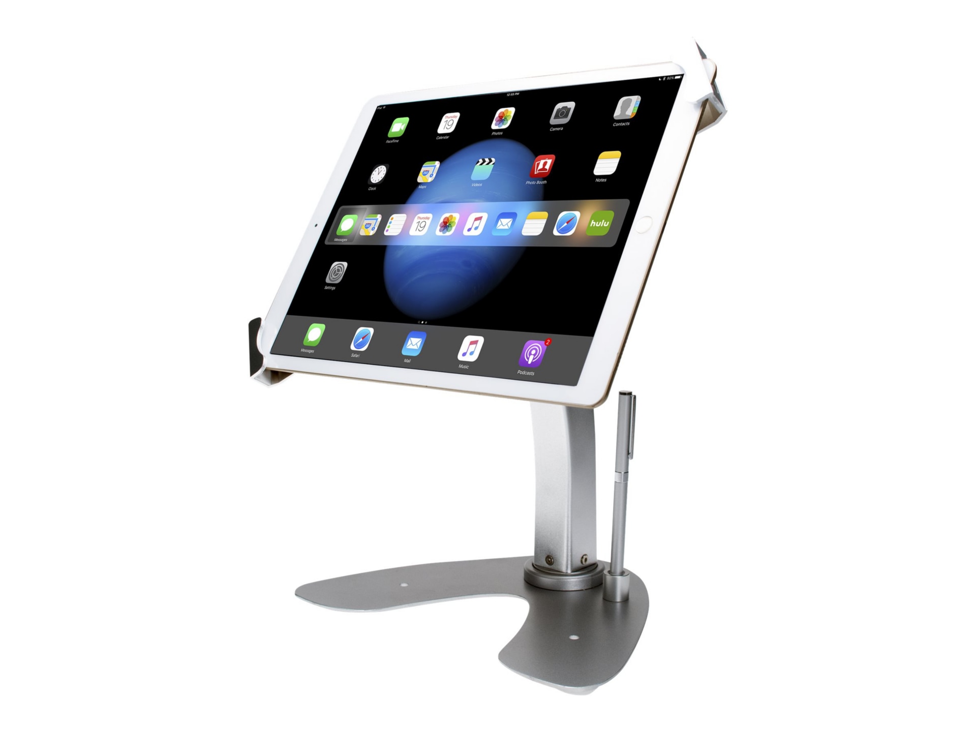 CTA Digital Universal Dual Security Kiosk with Locking Holder and Anti-Theft Cable for 7-13 Inch Tablets (White)