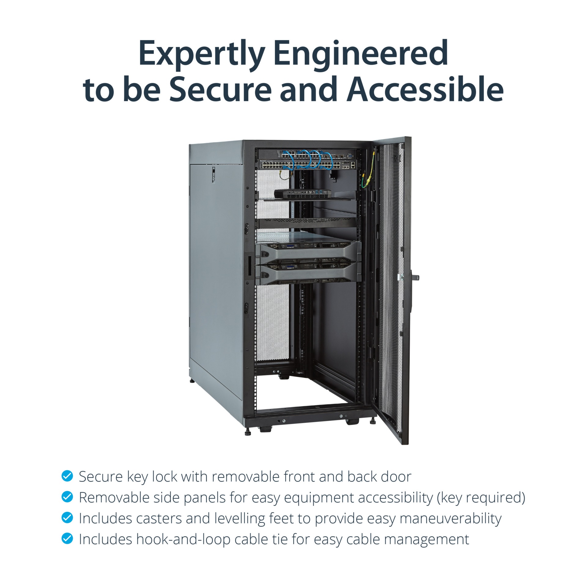 Thumbnail 3 of 6 for StarTech.com 4-Post 25U Server Rack Cabinet, 19" Data Rack Cabinet for Computer / IT Equipment, Half-Height Network Rack