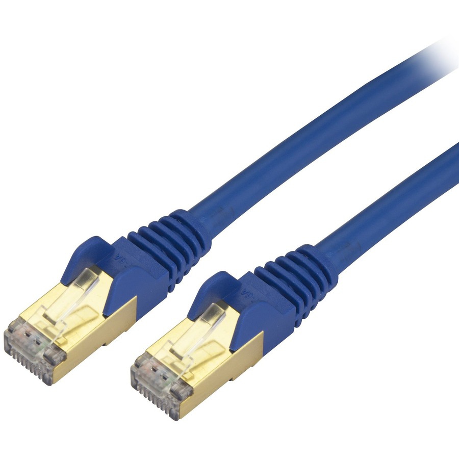 StarTech.com 12 ft CAT6a Ethernet Cable - 10 GbE Shielded Snagless RJ45 100W PoE Patch Cord - Blue