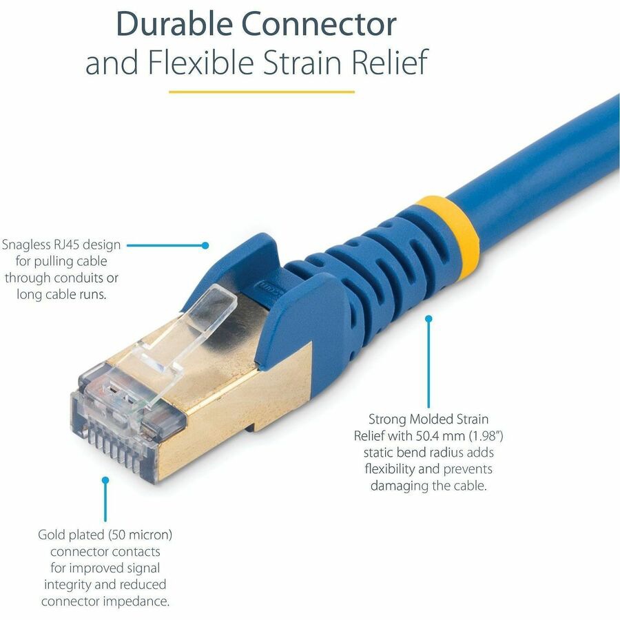 Thumbnail 4 of 7 for StarTech.com 30ft Blue CAT6a Ethernet Cable - Snagless Shielded Ethernet Cable - CAT6a Network Patch Cable RJ45 - M/M