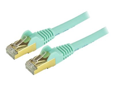 StarTech.com 35ft CAT6a Ethernet Cable - 10 Gigabit Category 6a Shielded Snagless 100W PoE Patch Cord - 10GbE Aqua UL