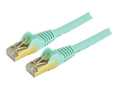 StarTech.com 8 ft CAT6a Ethernet Cable - 10GbE STP Snagless 100W PoE Aqua