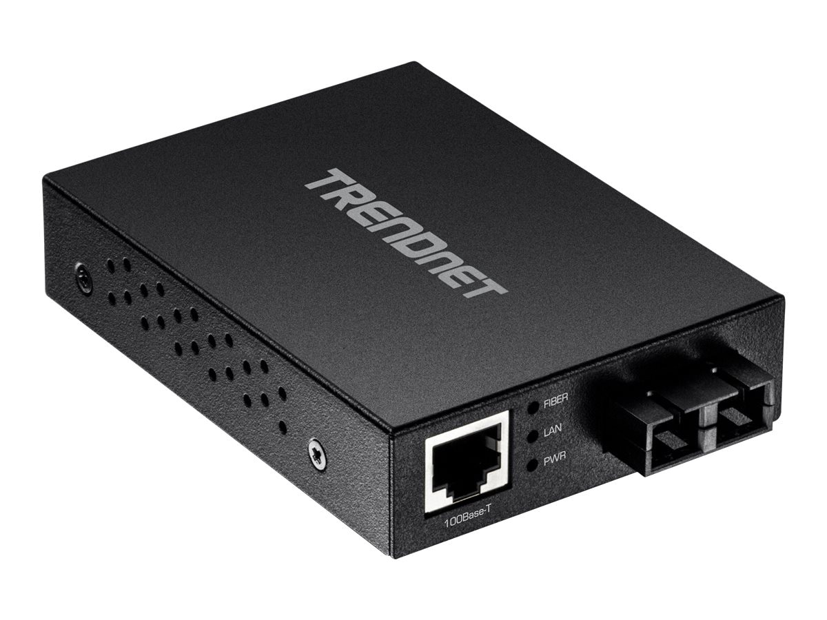 TRENDnet 100 Base-T to 100 Base-FX Multi-Mode SC Fiber Converter; Standalone; 10/100 Mbps Auto-MDIX Fast Ethernet Port;