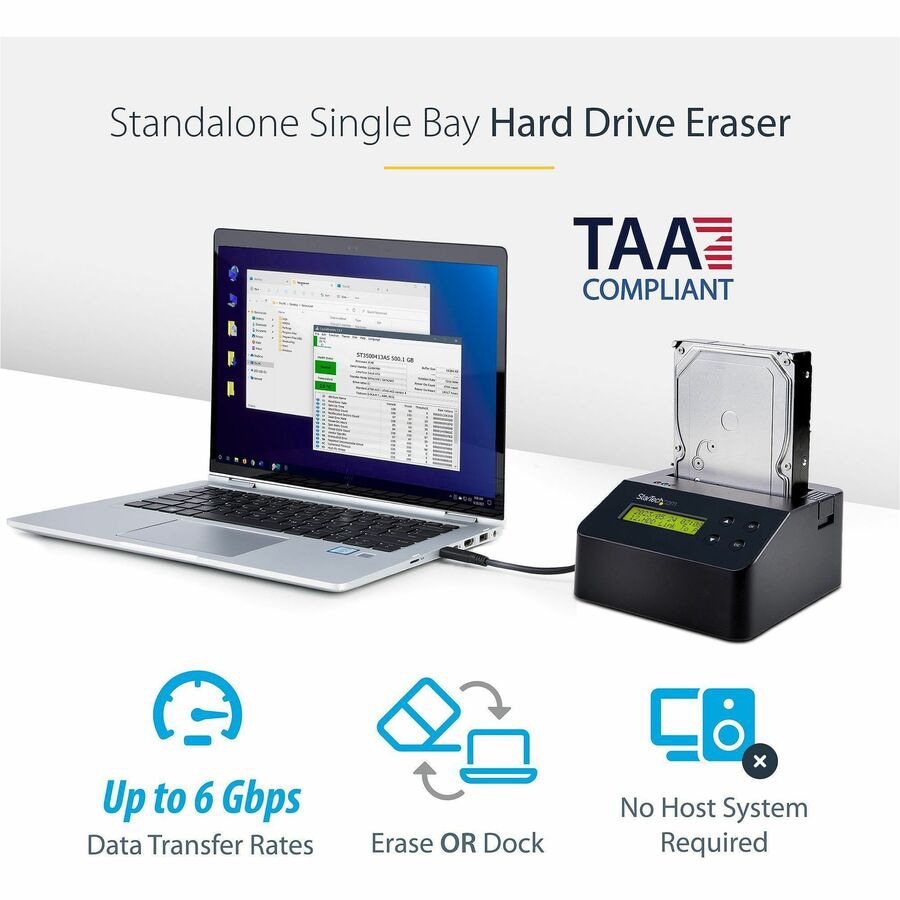 Single Bay Hard Drive Eraser, Standalone HDD/SSD Sanitizer - Thumbnail 5
