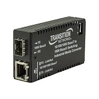 Transition Networks Hardened Mini 10/100/1000 Bridging - fiber media converter - 10Mb LAN, 100Mb LAN, GigE