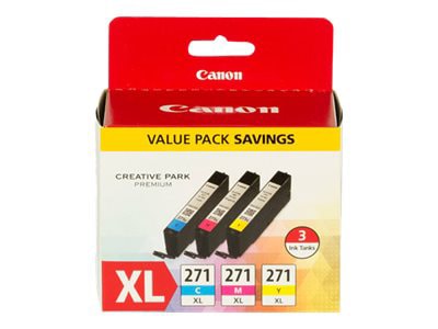 Canon CLI-271 XL Value Pack - 3-pack - XL - yellow, cyan, magenta - origina