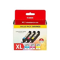Canon CLI-271 XL Value Pack - 3-pack - XL - yellow, cyan, magenta - original - ink tank
